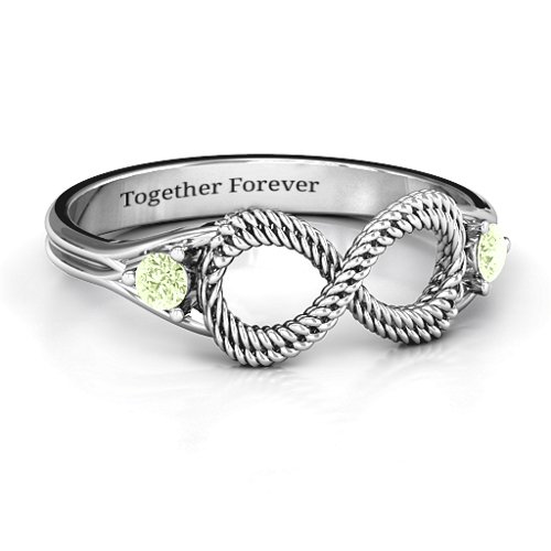 Braided Infinity Ring with Two Stones