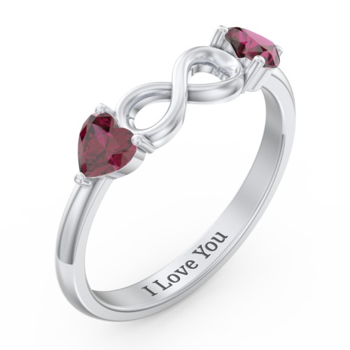 Two Hearts to Infinity Ring – Sterling Silver with Ruby