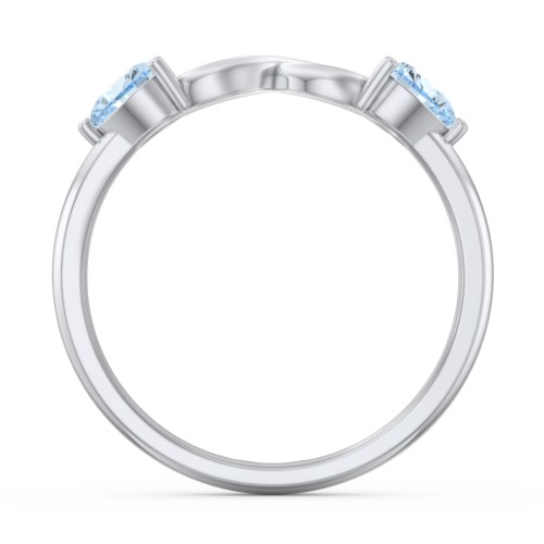 Two Hearts to Infinity Ring – Sterling Silver with Aquamarine