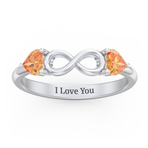 Two Hearts to Infinity Ring – Sterling Silver with Citrine