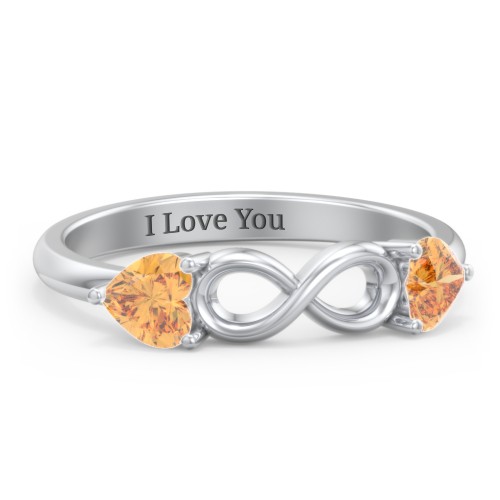 Two Hearts to Infinity Ring – Sterling Silver with Citrine