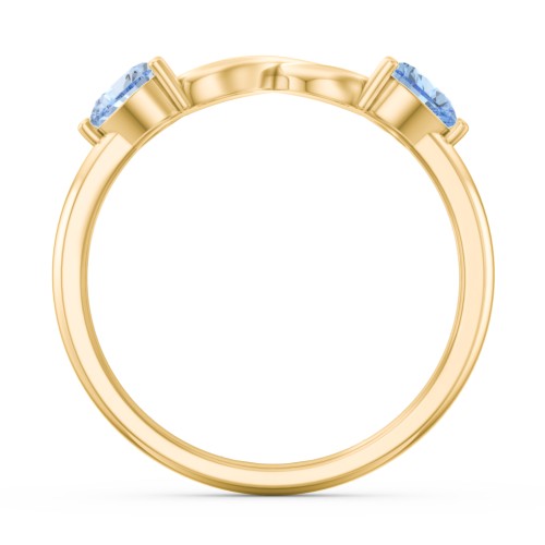 Two Hearts to Infinity Ring – 10K Yellow Gold with Aquamarine and Blue Topaz