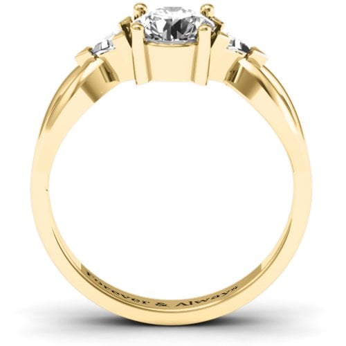 Braided Shank Ring with Trillian Accents – 10K Yellow Gold with White Premium Zirconia