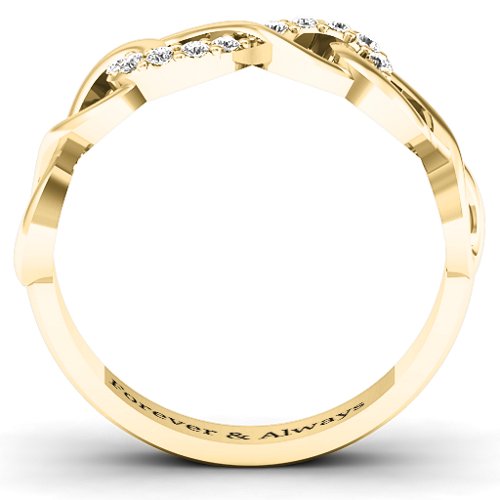 Triple Entwined Infinity Ring with Accents – 10K Yellow Gold with White Premium Zirconia