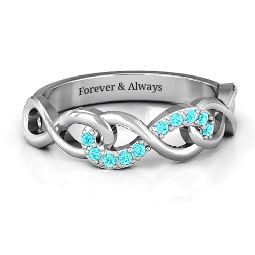 Triple Entwined Infinity Ring with Accents – 10K White Gold with Mint Premium Zirconia