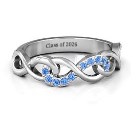 Triple Entwined Infinity Ring with Accents in 925 Sterling Silver with Fancy Blue Premium Zirconia
