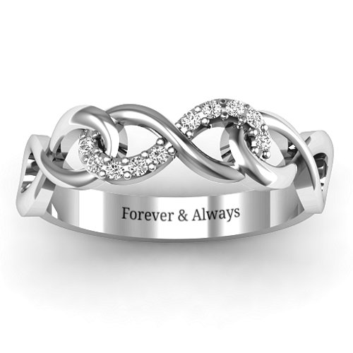 Triple Entwined Infinity Ring with Accents – Sterling Silver with White Premium Zirconia