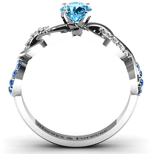 Triple Infinity with Accents Ring – 10K White Gold with Blue Topaz, Fancy Blue Premium Zirconia, and White Premium Zirconia