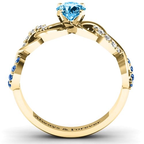 Triple Infinity with Accents Ring – 10K Yellow Gold with Blue Topaz, Fancy Blue Premium Zirconia, and White Premium Zirconia