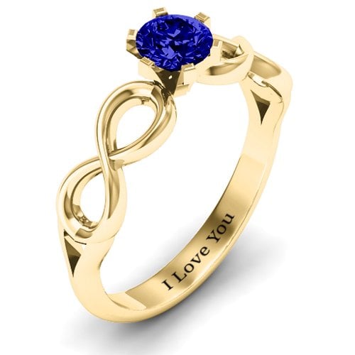 Solitaire Infinity Ring – 10K Yellow Gold with Blue Sapphire