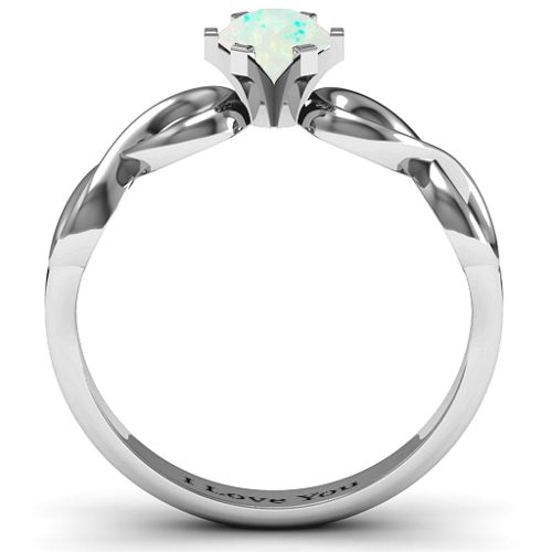 Solitaire Infinity Ring – Sterling Silver with Opal