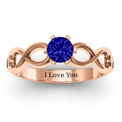 Solitaire Infinity Ring – 10K Rose Gold with Blue Sapphire