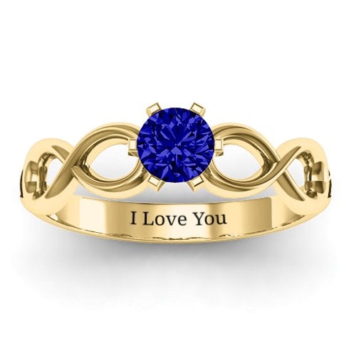 Solitaire Infinity Ring – 10K Yellow Gold with Blue Sapphire
