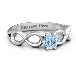 Solitaire Infinity Ring in 925 Sterling Silver with Aquamarine