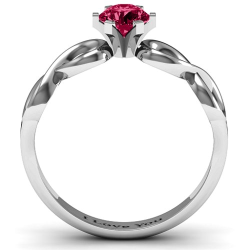 Solitaire Infinity Ring – Sterling Silver with Ruby