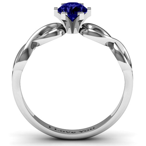Solitaire Infinity Ring – Sterling Silver with Blue Sapphire