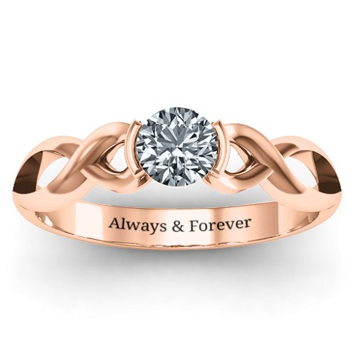 Half Bezel Infinity Ring – 10K Rose Gold with Cubic Zirconia