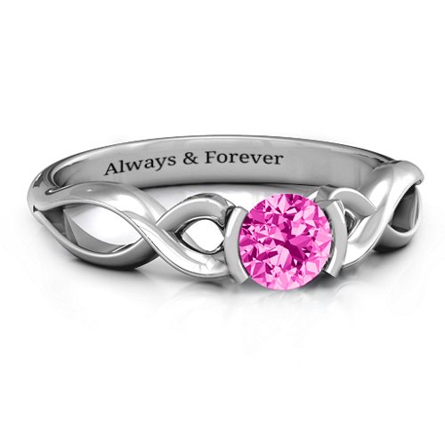Half Bezel Infinity Ring – Sterling Silver with Pink Tourmaline