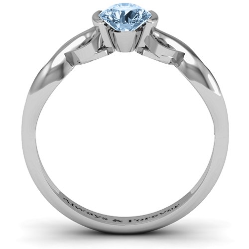 Half Bezel Infinity Ring – Sterling Silver with Aquamarine