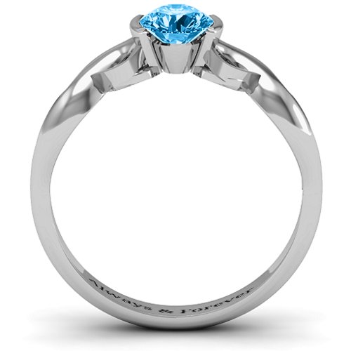 Half Bezel Infinity Ring – Sterling Silver with Blue Topaz