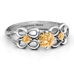 Quad Infinity Ring with Centre stone and Dual Accent Ring