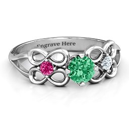 Quad Infinity Ring with Centre stone and Dual Accent Ring