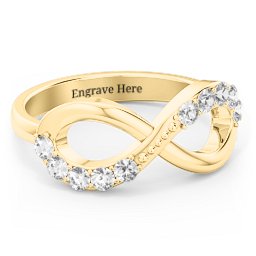 Birthstone Infinity Accent Ring in 10K Solid Yellow Gold with Cubic Zirconia