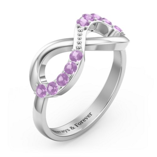 Birthstone Infinity Accent Ring – Sterling Silver with Amethyst