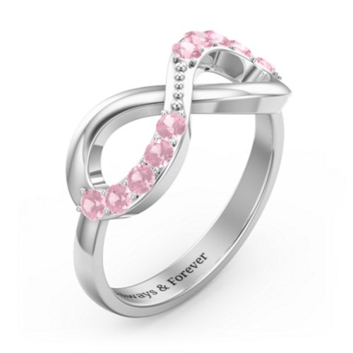 Birthstone Infinity Accent Ring – Sterling Silver with Pink Tourmaline