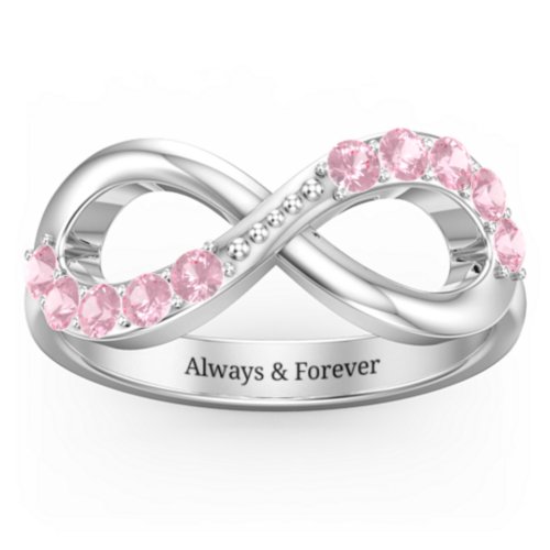 Birthstone Infinity Accent Ring – Sterling Silver with Pink Tourmaline