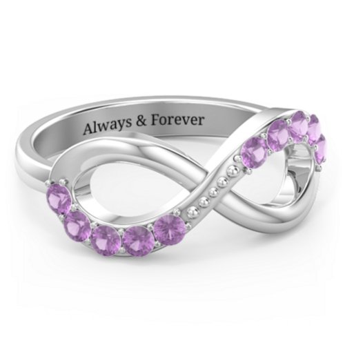 Birthstone Infinity Accent Ring – Sterling Silver with Amethyst