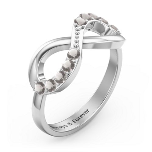 Birthstone Infinity Accent Ring – Sterling Silver with Smokey Quartz