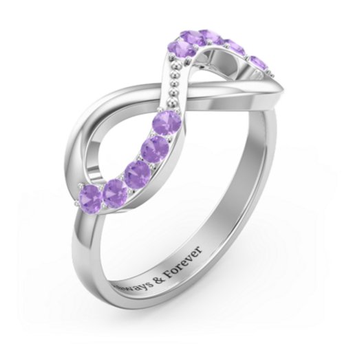 Birthstone Infinity Accent Ring – Sterling Silver with Amethyst