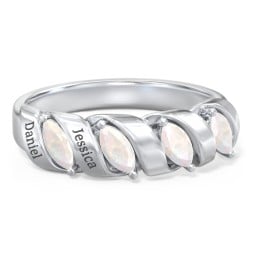 Spiral Marquise Row Ring