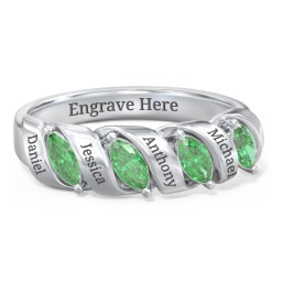 Spiral Marquise Row Ring