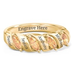 Spiral Marquise Row Ring