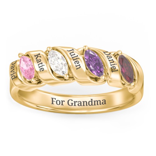 Spiral Marquise Row Ring