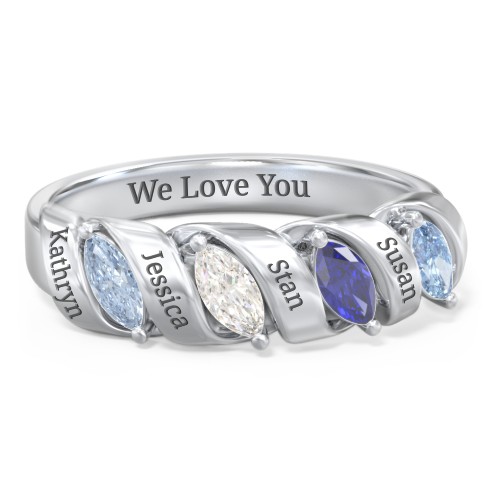 Spiral Marquise Row Ring