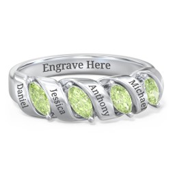 Spiral Marquise Row Ring in 925 Sterling Silver with Peridot