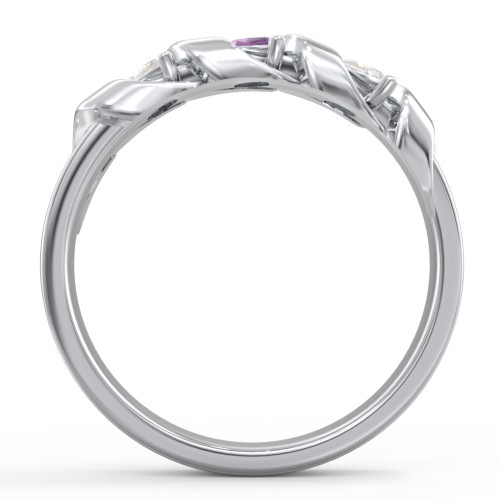 Spiral Marquise Row Ring – Sterling Silver with Cubic Zirconia and Amethyst