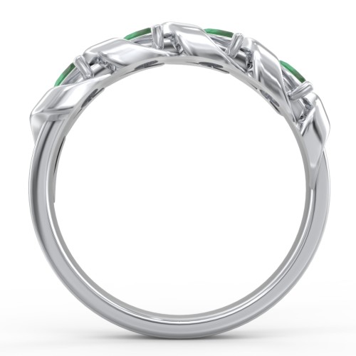 Spiral Marquise Row Ring – Sterling Silver with Emerald