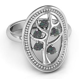 Organic Tree of Life Ring in 925 Sterling Silver with Alexandrite