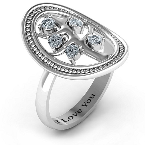 Organic Tree of Life Ring – Sterling Silver with Cubic Zirconia
