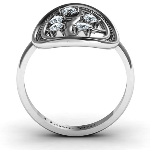 Organic Tree of Life Ring – Sterling Silver with Cubic Zirconia