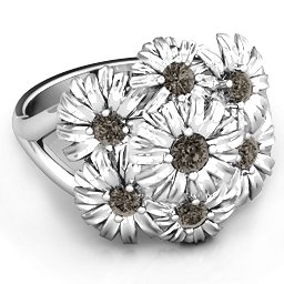 In Full Bloom Ring in 925 Sterling Silver with Smokey Quartz