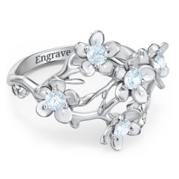 Garden Party Ring in 925 Sterling Silver with Aquamarine