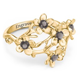 Garden Party Ring in 10K Solid Yellow Gold with Smokey Quartz