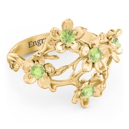 Garden Party Ring in 10K Solid Yellow Gold with Peridot