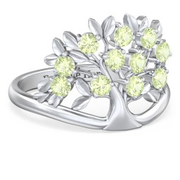 Family Tree Ring in 925 Sterling Silver with Peridot