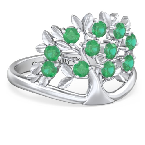 Family Tree Ring – Sterling Silver with Emerald
